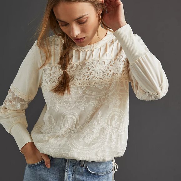 Ivory Lace Top - Picture 1 of 5